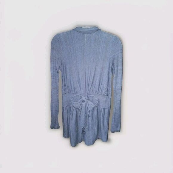 Free People Women's Navy Blue Small Cardigan Duster Fringe Long Sleeve Sweater - Picture 8 of 13